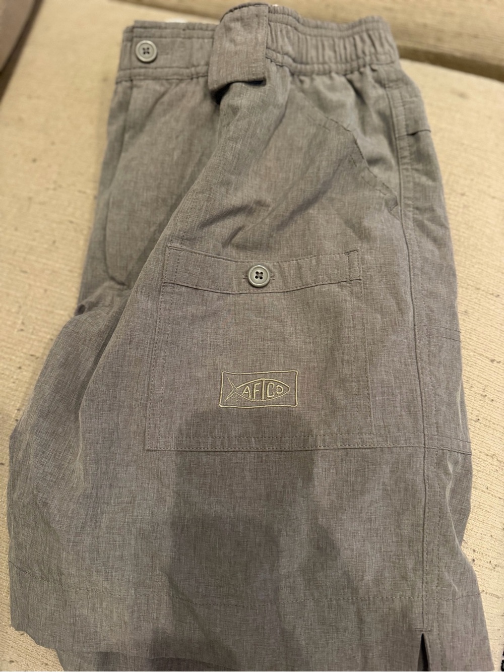 AFTCO Men’s Gray Cargo Shorts with Button Flap Pockets